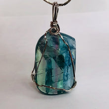 Load image into Gallery viewer, Blue Fluorite Wire Wrap Sterling Silver Drop Pendant | 1 3/4" Long | Blue | 1 ea