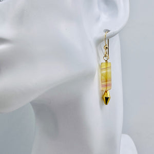 Fluorite 14K Gold Filled Tube | 2" Long | Yellow | 1 Pair Earrings |