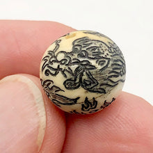 Load image into Gallery viewer, Fierce Dragon Scrimshawed Waterbuffalo Bone 14mm Bead 4120 - PremiumBead Alternate Image 3