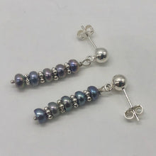 Load image into Gallery viewer, FW Pearls Sterling Silver Drop/Dangle | 1 " Long | Blue Silver | 1 Post Earrings