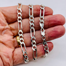 Load image into Gallery viewer, 22" Heavy Figaro (7 mm) 33 Grams! Solid Sterling Silver Chain 103488(22)