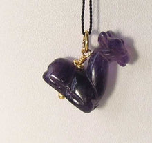 Load image into Gallery viewer, Graceful! Carved Amethyst Giraffe 22K Vermeil Gold Pendant 509267AMG - PremiumBead Primary Image 1