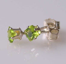 Load image into Gallery viewer, Princess 3mm Created Green Peridot & 925 Sterling Silver Stud Earrings 10152H - PremiumBead Primary Image 1