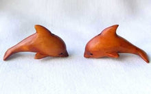 Load image into Gallery viewer, Swimmin' Carved & Signed Boxwood Dolphin Ojime/Netsuke Bead | 33x14x14mm | Brown - PremiumBead Primary Image 1