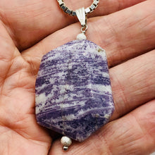 Load image into Gallery viewer, Purple Flower Sodalite Sterling Silver Pendant | Purple/White | 2 1/4" Long |