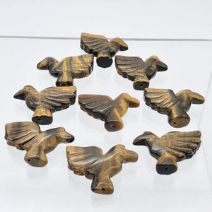 Lovely 2 Hand Carved Tiger's Eye Dove Bird Beads | 25.5x18x7 | Golden - PremiumBead Alternate Image 8