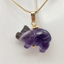 Load image into Gallery viewer, Piggie! Hand Carved Purple Amethyst Pig and 14K Gold Filled Pendant 509274DAMG - PremiumBead Alternate Image 4