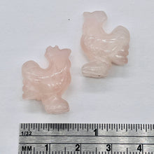 Load image into Gallery viewer, 2 Cute Carved Rose Quartz Rooster Beads