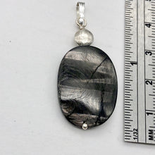 Load image into Gallery viewer, Hypersthene Sterling Silver Pendant |1 3/4 inch long | Silver-black | Oval |