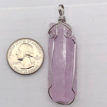 Load image into Gallery viewer, Kunzite Sterling Silver Wire-Wrap Lavender Crystal Pendant | 2 1/2 Inch Long |