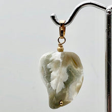 Load image into Gallery viewer, Ocean Jasper Carved Autumn Leaf Bead 14K Gold Filled Pendant | 1 3/4" Long |