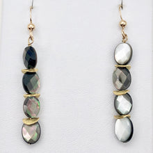 Load image into Gallery viewer, Faceted Tahitian MoP Shell 14K Gold Filled Earrings with Gold Beads|2 Inch Drop|