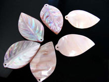 Load image into Gallery viewer, Natural Pink Carved Mussel Shell Leaf Pendant Bead - PremiumBead Alternate Image 3