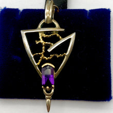 Load image into Gallery viewer, Amethyst Sterling Silver Pendant with 18K Gold Accent - PremiumBead Alternate Image 3
