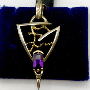 Amethyst Sterling Silver Pendant with 18K Gold Accent - PremiumBead Alternate Image 3