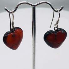 Load image into Gallery viewer, Red Amber Heart Sterling Silver Earrings | 1 1/4" Long | Red | 1 Pair |