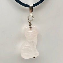 Load image into Gallery viewer, Adorable! Rose Quartz Cat & Solid Sterling Silver Pendant