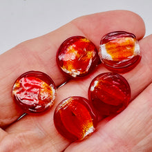Load image into Gallery viewer, 5 Focal Flame Red Lampwork Glass Silver Foil Beads 8642