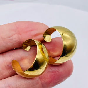 Giant Vermeil Sterling Silver Hoop Post Earrings | 1" Long | Gold | 1 Pair |