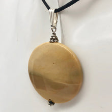Load image into Gallery viewer, Natural Golden Mookaite Coin w/ Sterling Silver Pendant | 36mm | 2.19" Long - PremiumBead Alternate Image 2