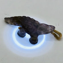 Load image into Gallery viewer, Carved Amethyst Alligator 14Kgf Pendant | 1 1/4 inch long | Purple |