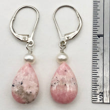 Load image into Gallery viewer, Teardrop Rhodochrosite and Pearl Drop Sterling Silver Earrings | 1 1/2" Long | - PremiumBead Alternate Image 5