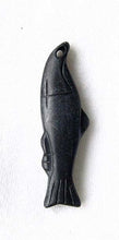 Load image into Gallery viewer, Spawning Chinook Salmon Carved Black Untreated Jade 16mm Pendant Bead | 39x12x6mm | Matte Black - PremiumBead Alternate Image 3