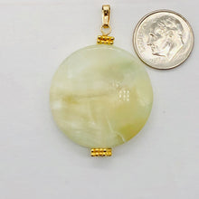 Load image into Gallery viewer, Hemimorphite 14K Gold Filled Disc Dangle Pendant | 1 3/4" Long | Aqua/Lemon |