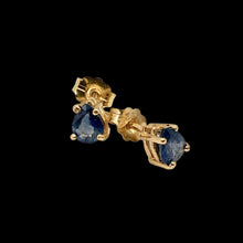 Load image into Gallery viewer, Blue Sapphire 14K Gold Pear shape Earrings | 5x4mm | Blue | Stud |