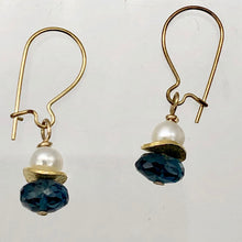 Load image into Gallery viewer, London Blue Topaz and Pearl 14K Gold Filled Drop | Blue/White/Gold | 1 Earrings|