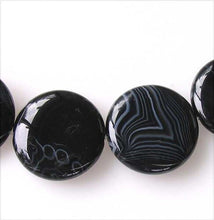 Load image into Gallery viewer, Black & White Sardonyx 25mm Coin Bead 8" Strand 10486HS - PremiumBead Alternate Image 3