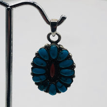 Load image into Gallery viewer, Turquoise Coral Sterling Silver Blossom Pendant | 1 1/4" Long | Blue/Red |