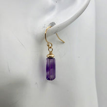 Load image into Gallery viewer, Royal Natural Amethyst 14K Gold Filled Drop Earrings | 1 1/4 inch long | - PremiumBead Alternate Image 5