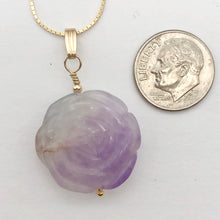 Load image into Gallery viewer, Semi Precious Stone Jewelry Carved Rose Pendant Necklace of Amethyst/Gold - PremiumBead Alternate Image 3