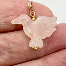 Load image into Gallery viewer, Rose Quartz Dove Pendant Necklace|Semi Precious Stone Jewelry|14kgf Pendant