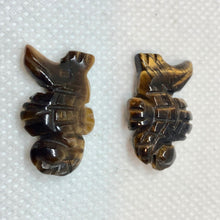 Load image into Gallery viewer, 2 Tiger'S Eye Carved Seahorse Beads | 24x14x6mm | Gold - PremiumBead Primary Image 1