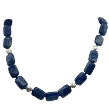 Load image into Gallery viewer, Kyanite and Sterling Silver Rectangle Bead Necklace | 20 inch | Blue and Silver|