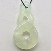 Load image into Gallery viewer, Hand Carved Natural Serpentine Infinity Pendant with Simple Black Cord 10821A - PremiumBead Primary Image 1