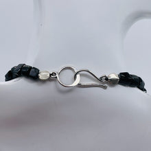 Load image into Gallery viewer, Black Tourmaline Carved Nugget Sterling Silver Necklace | | 18 inch | Black | 1 |