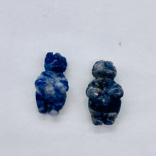 Load image into Gallery viewer, 2 Carved Sodalite Goddess of Willendorf Beads | 20x9x7mm | Blue white