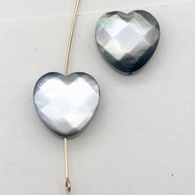 Load image into Gallery viewer, Black Lip Mother of Pearl Heart Strand | 14x14x5 | Black Silver | 30 Bead(s)