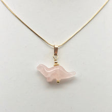 Load image into Gallery viewer, Pink Dinosaur Pendant Rose Quartz Diplodocus 14K Gold-Filled Pendant 509259RQG - PremiumBead Alternate Image 2
