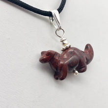 Load image into Gallery viewer, Brecciated Jasper Diplodocus Dinosaur with Silver Pendant 509259BJS | 25x11.5x7.5mm (Diplodocus), 5.5mm (Bail Opening), 7/8" (Long) | Red - PremiumBead Alternate Image 8
