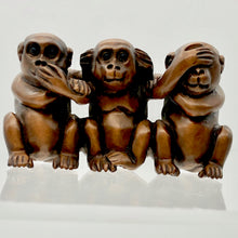 Load image into Gallery viewer, No Evil Monkey Carved Boxwood Signed Ojime/Netsuke Bead - PremiumBead Primary Image 1