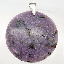 Load image into Gallery viewer, Natural Lepidolite Large Round Sterling Silver Pendant | 45mm | 2 1/16" Long |