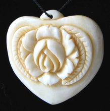 Load image into Gallery viewer, Elegant Carved Waterbuffalo Bone Rose Heart Bead 9646B - PremiumBead Alternate Image 2
