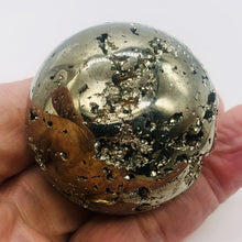 Load image into Gallery viewer, Pyrite Scry Crystal Round | Golden | 1 Sphere | | 45mm | 219g |