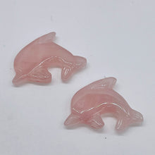 Load image into Gallery viewer, Jumping 2 Carved Rose Quartz Dolphin Beads | 25x11x8mm | Pink