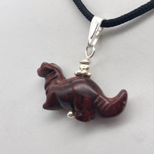 Load image into Gallery viewer, Brecciated Jasper Diplodocus Dinosaur with Silver Pendant 509259BJS | 25x11.5x7.5mm (Diplodocus), 5.5mm (Bail Opening), 7/8" (Long) | Red - PremiumBead Alternate Image 11