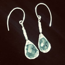 Load image into Gallery viewer, Facetted Quartz Briolette Sterling Silver Earrings | 1 1/2" Long |Clear| 1 Pair|